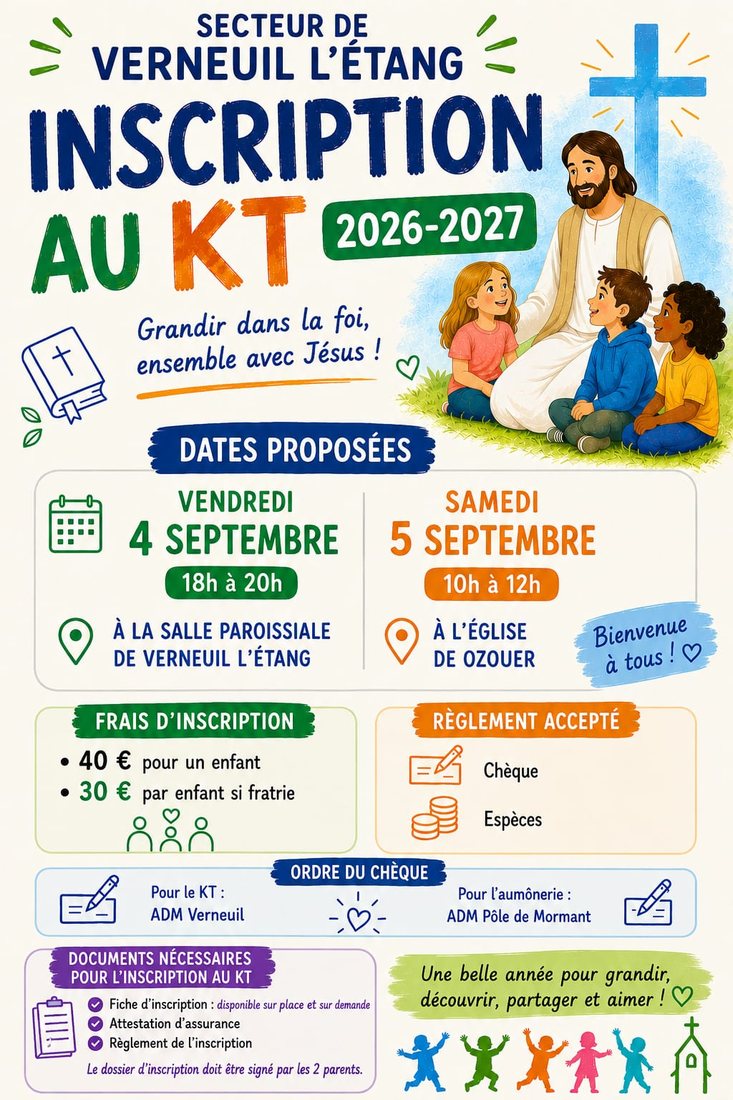 Inscriptions au catéchisme 2026-2027