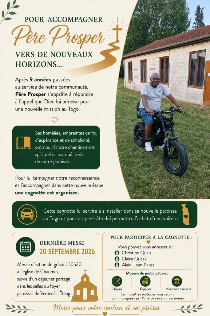 Le père Prosper part en mission au Togo